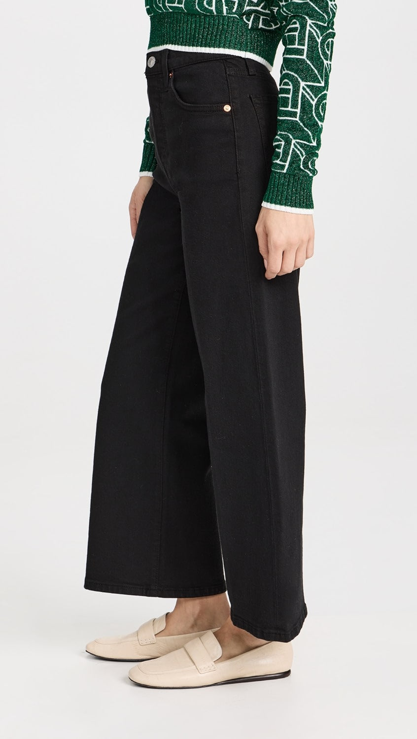 RE/DONE High Rise Wide Leg Crop - Black