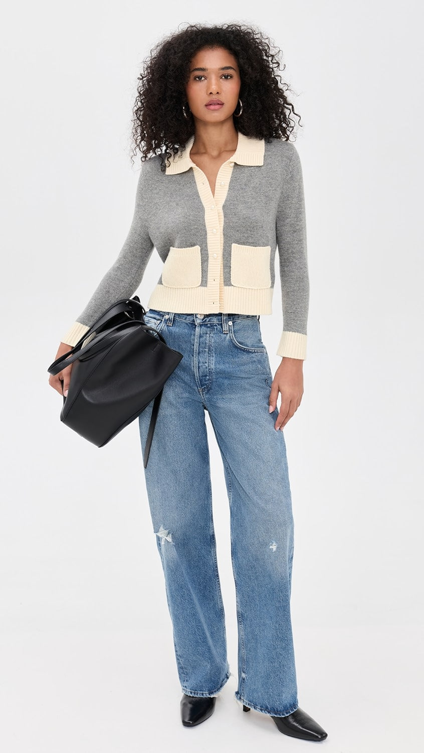 RE/DONE Pearl Contrast Cardigan 845-10WPRLCAR