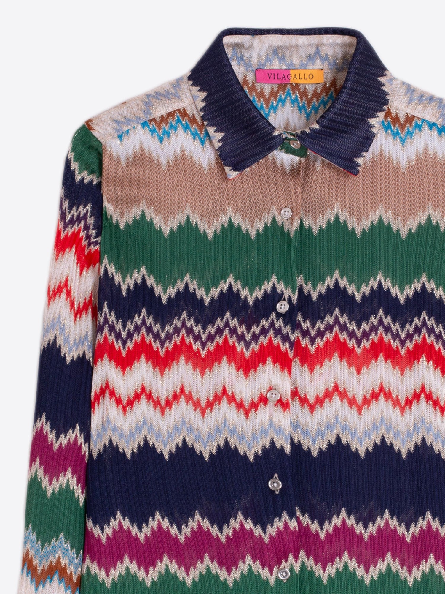 Vilagallo Mariela Herringbone Lurex Jacquard Shirt 32970