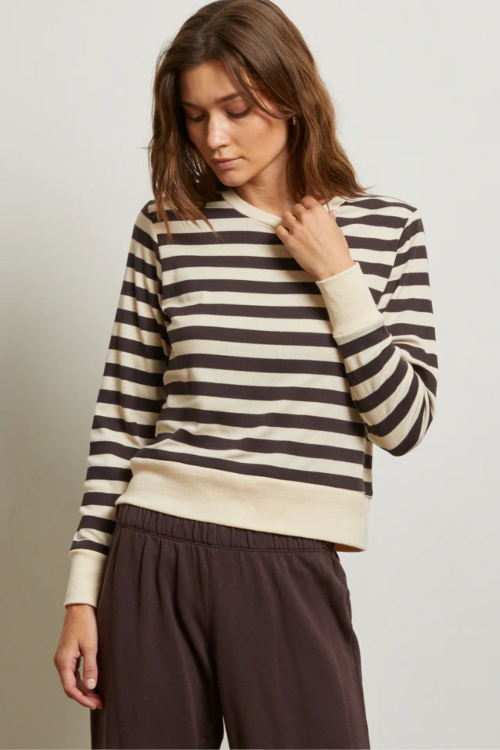 Perfect White Tee Stef Stripe Luxe Rib Pullover Sweatshirt