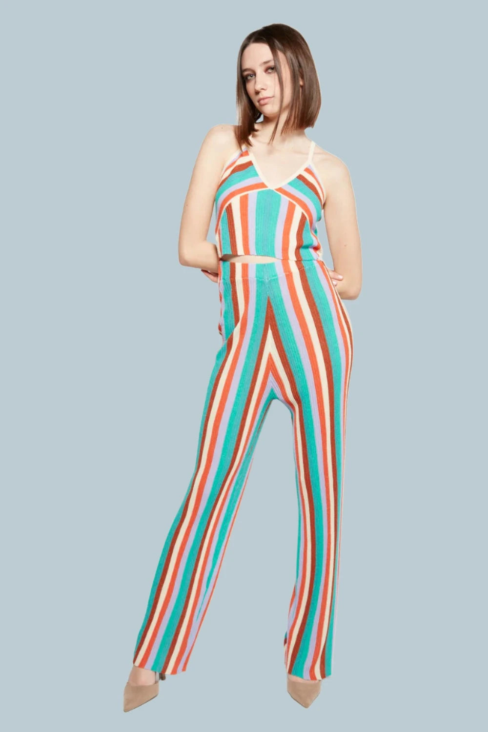 SUNCOO Jaime Ribbed Striped Pull-On Pant S23M04002