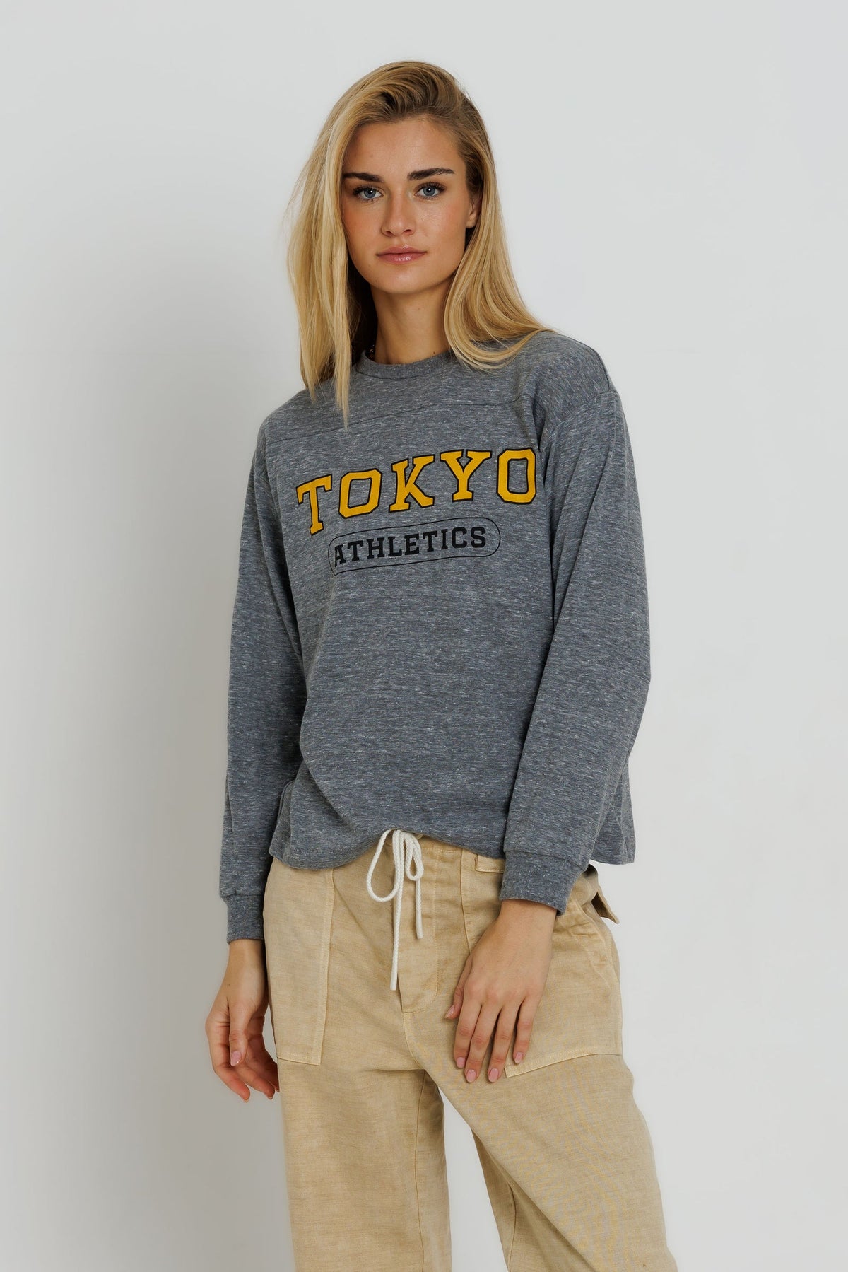 Sunny Somewhere Tokyo Athletics Long Sleeve - Heather Grey front