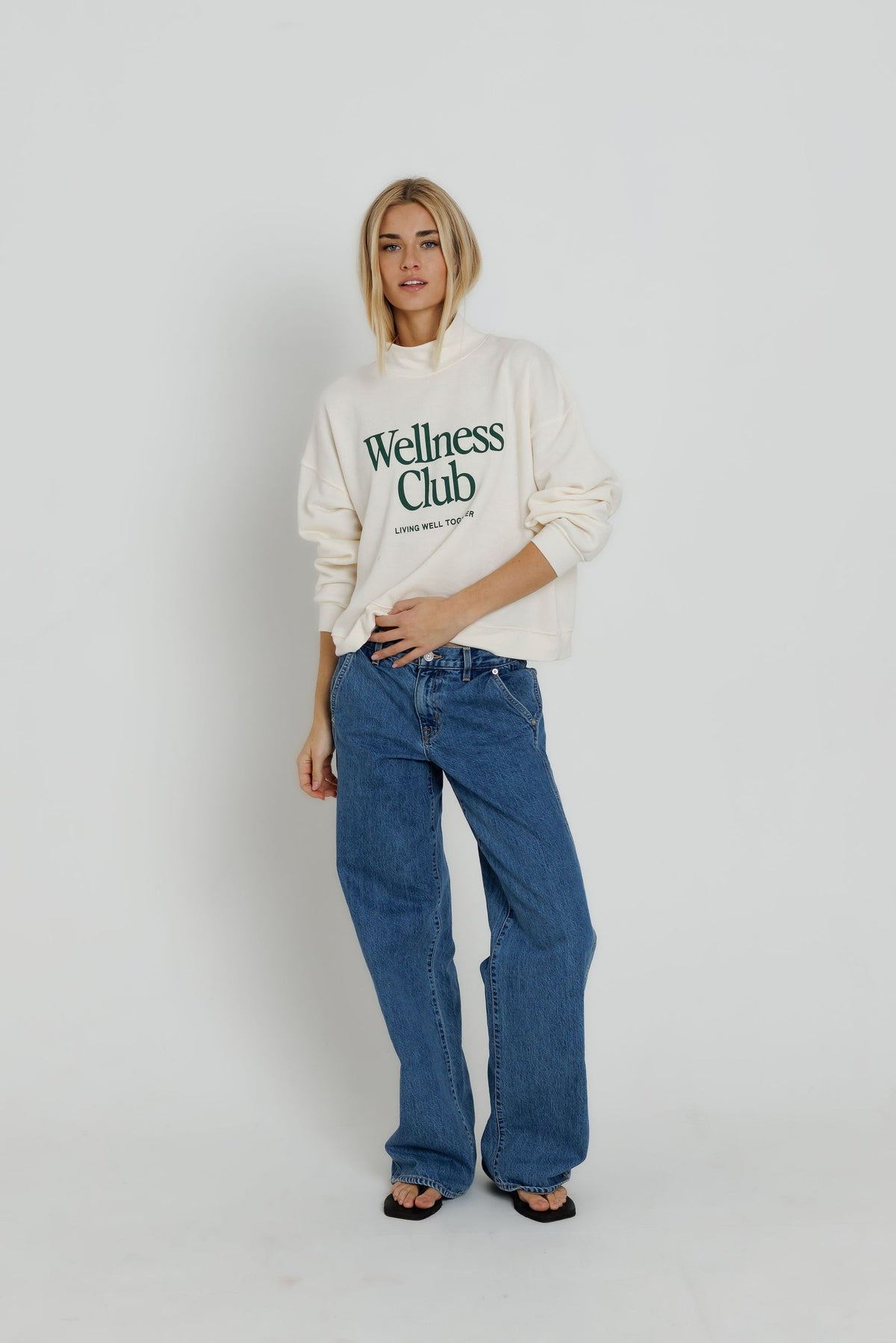 Sunny Somewhere Wellness Club Mockneck - Off White additional view