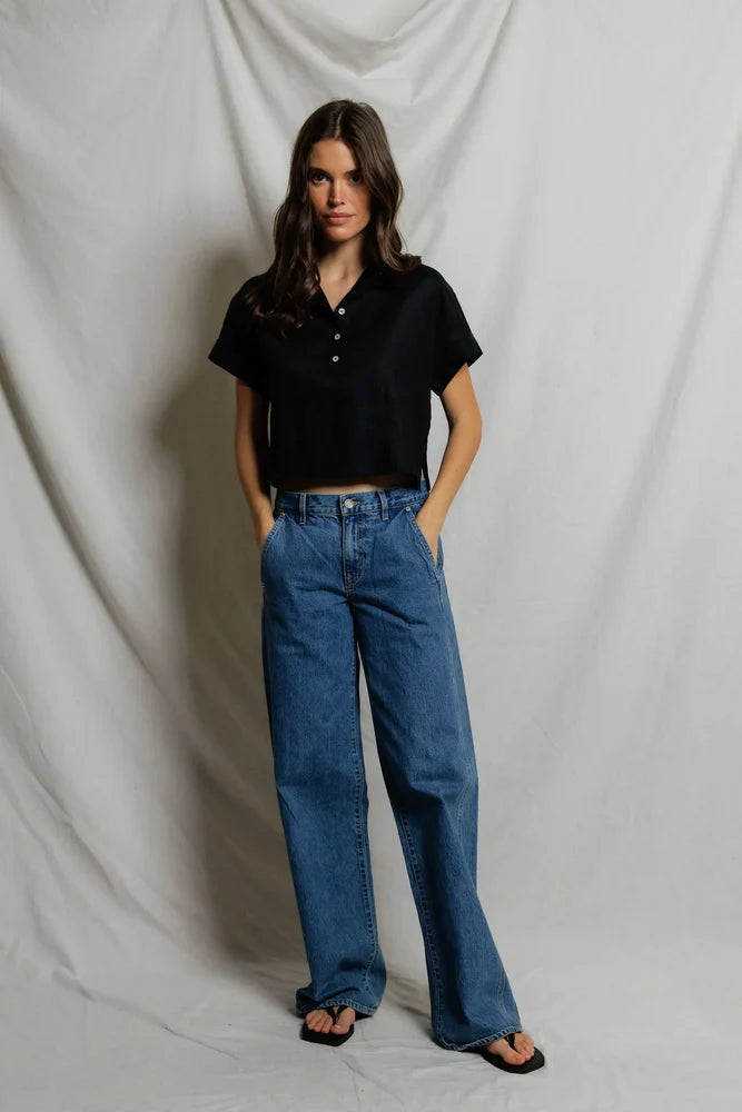 Perfect White Tee Tabitha Woven Polo