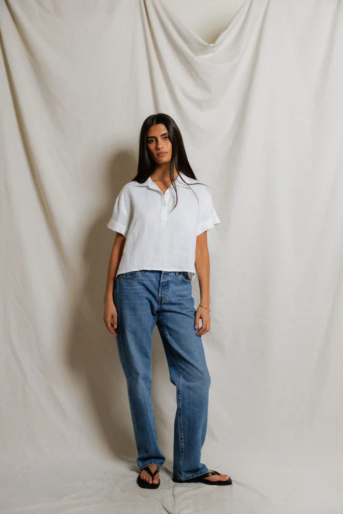 Perfect White Tee Tabitha Woven Polo