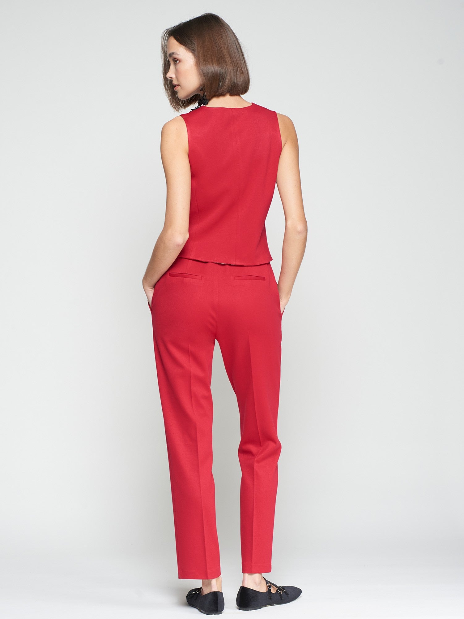 Vilagallo Tiffany Straight Leg Trouser in Red 32778