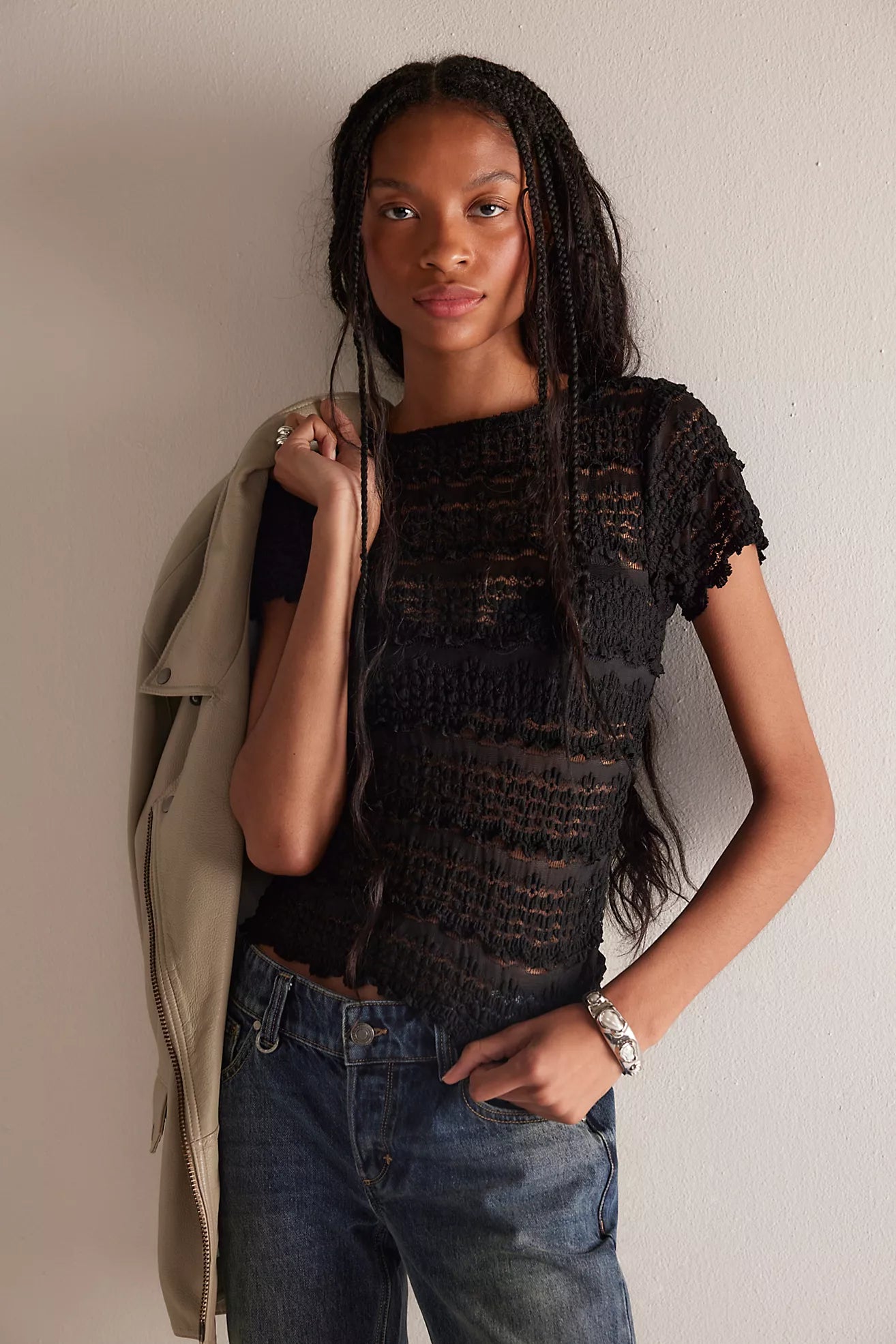 Free People Angelina Lace Tee