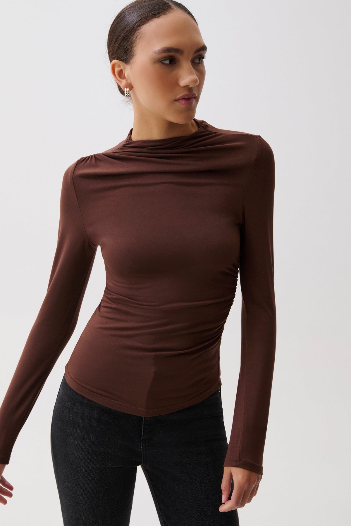Pistola Nathalia Draped Mock Neck - Woodland