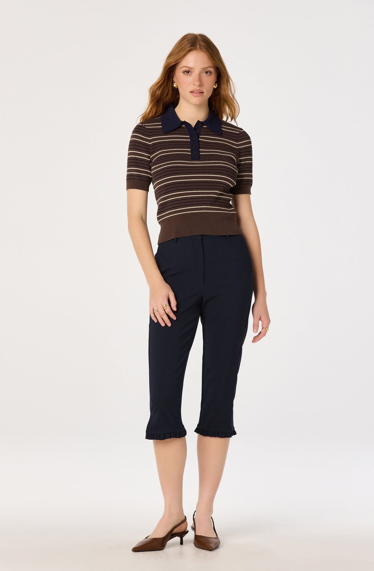 ASTR Iris Striped Polo Sweater