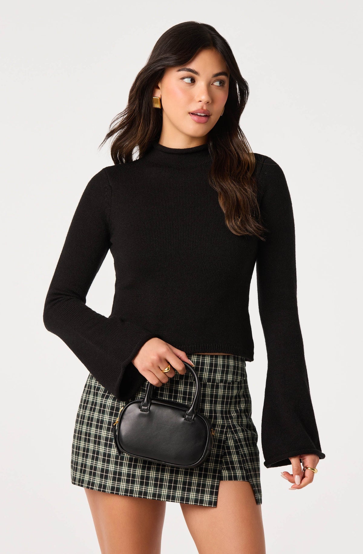 ASTR May Bell Sleeve Mock Neck Sweater