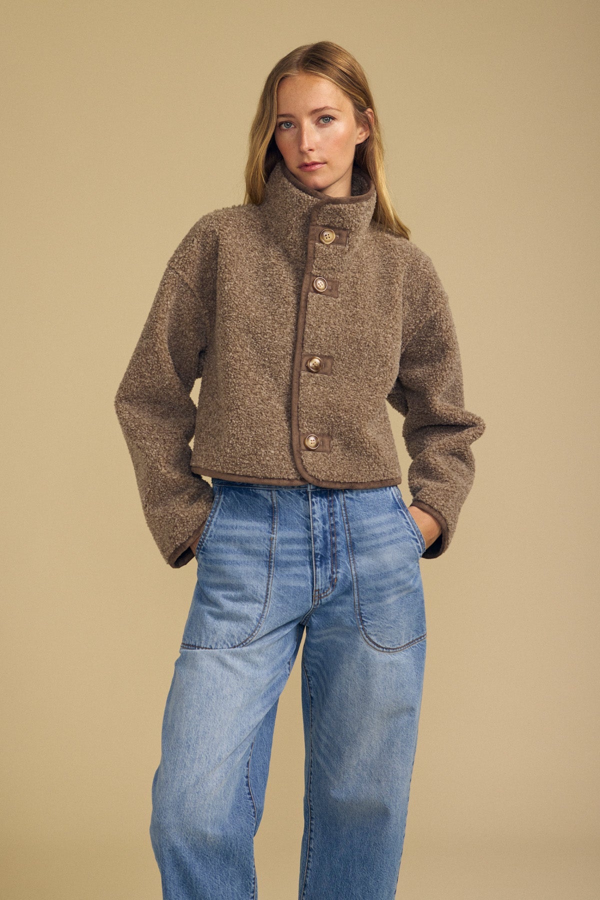 Velvet Esme reversible jacket in Faded Coco