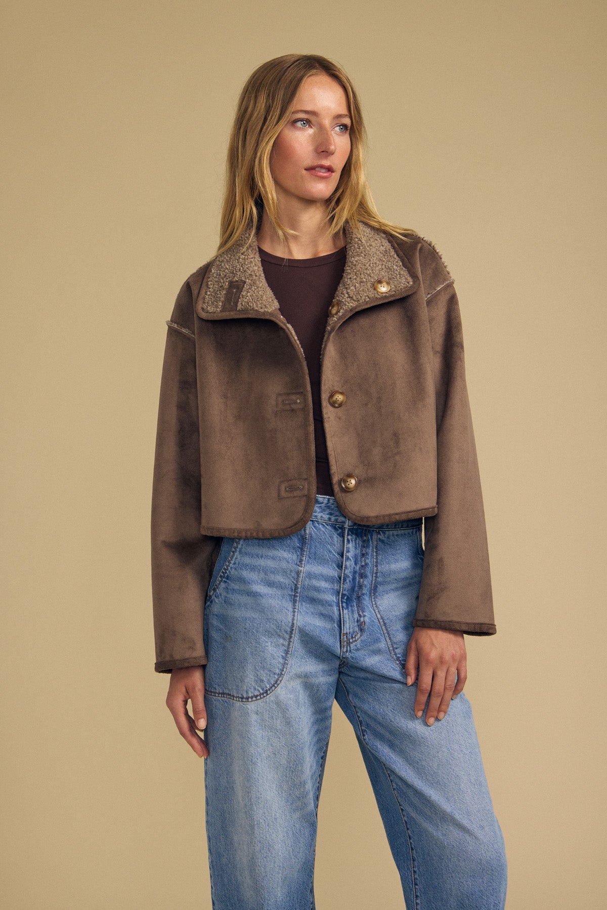 Velvet Esme reversible jacket in Faded Coco
