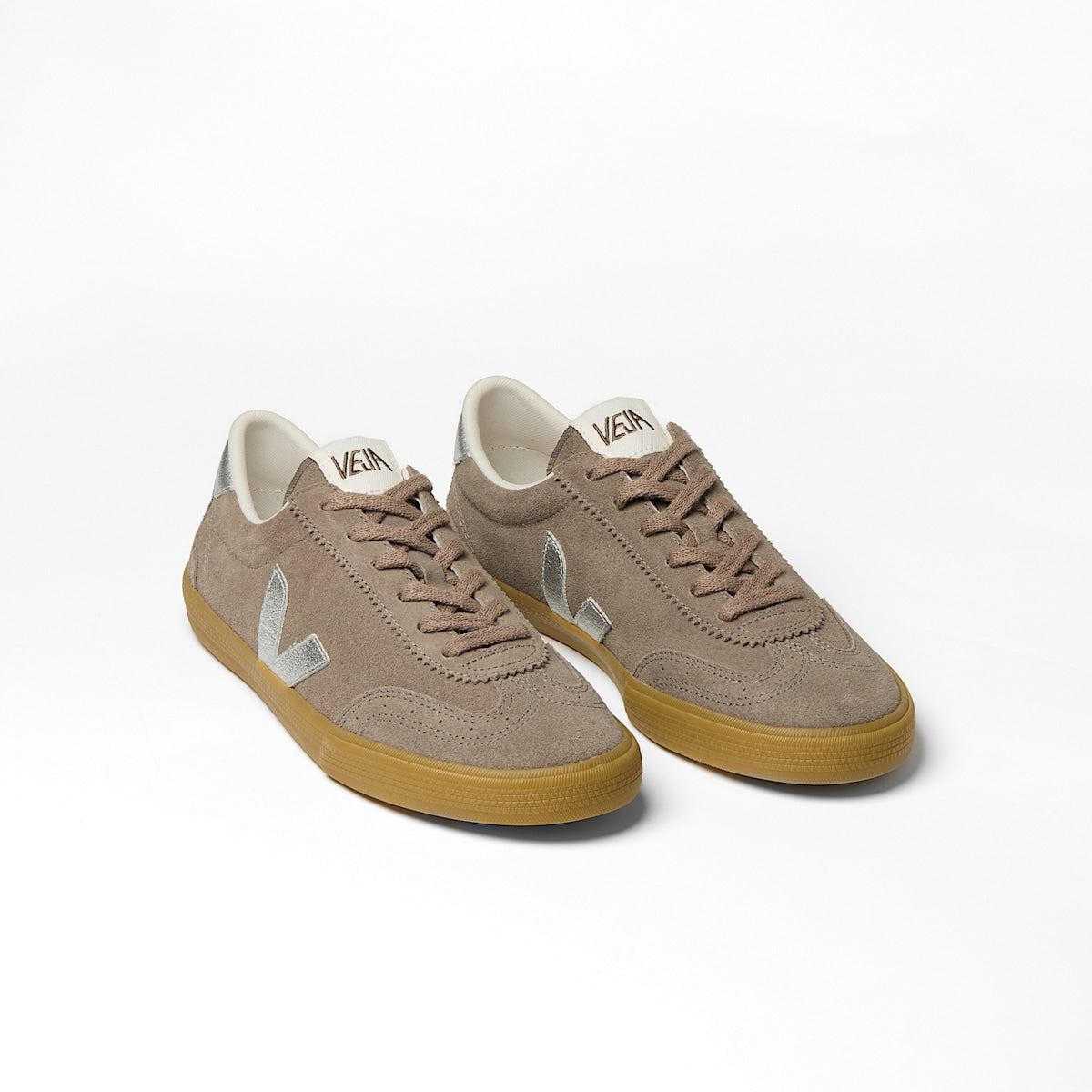 Veja Volley Suede Moonrock Silver top view
