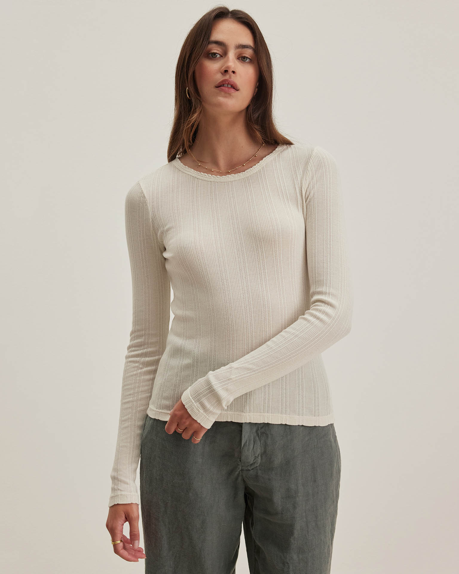 Velvet Mauri Long Sleeve Pointelle Tee