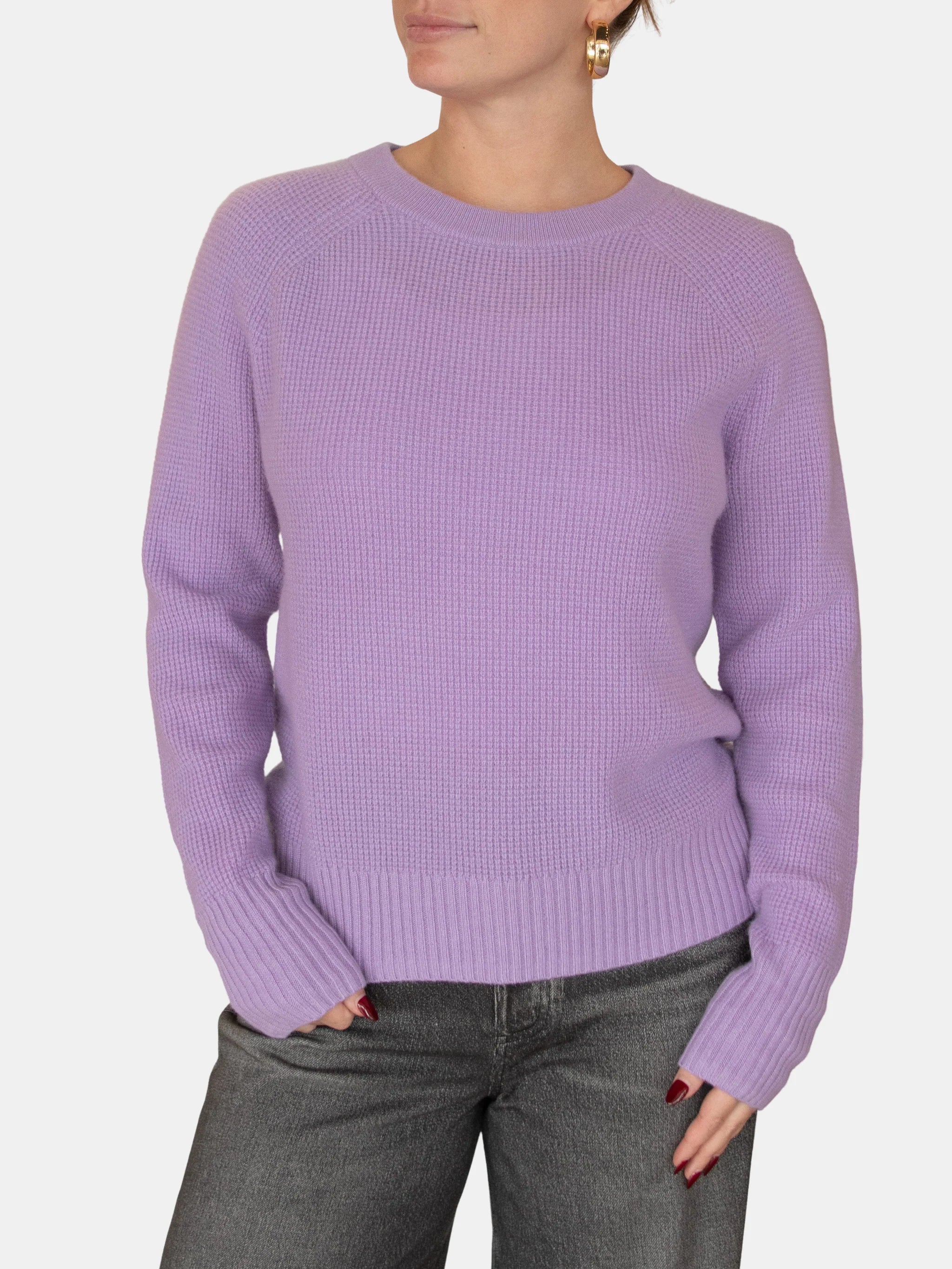 White + Warren Cashmere Waffle Sweatshirt 20388