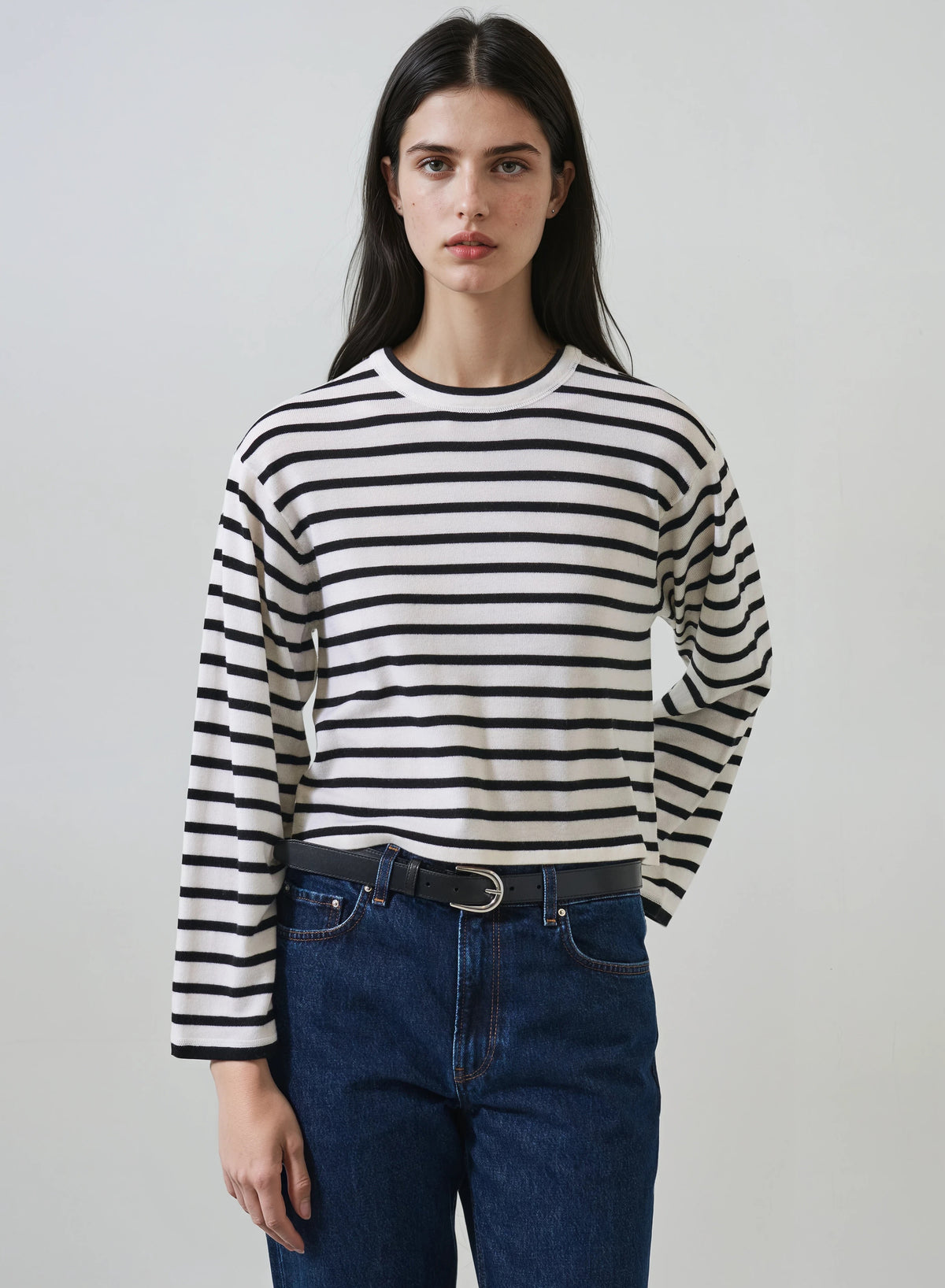 Patrick Assaraf Relaxed Extrafine Merino Cropped Crew W112C35