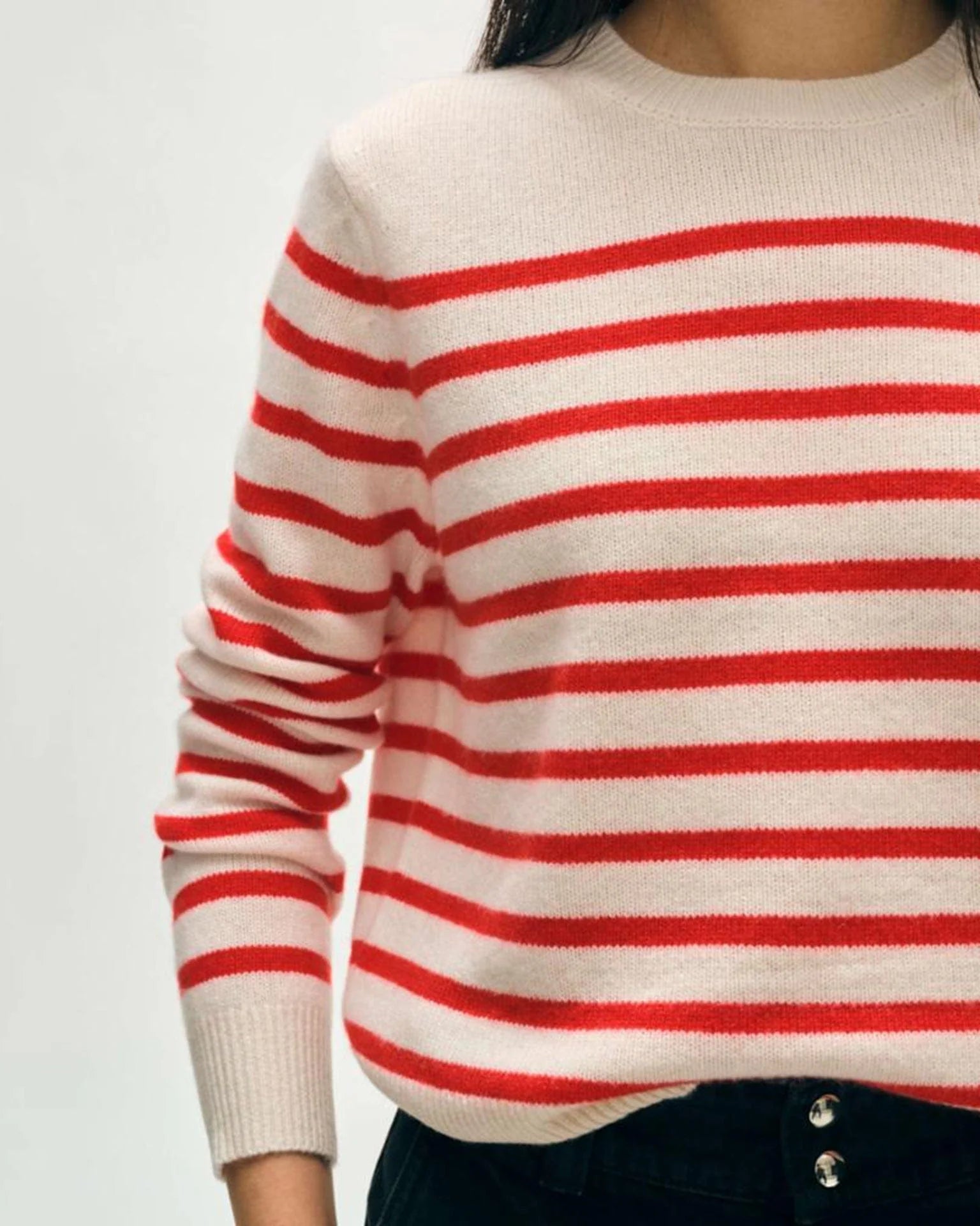 White + Warren Cashmere Striped Crew 21087A