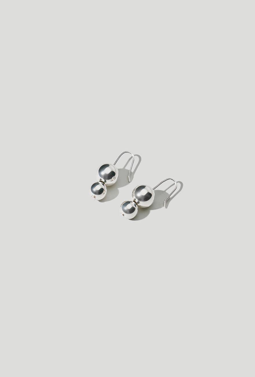 Double Orb Silver Earrings